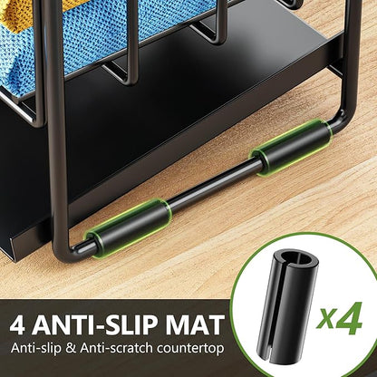 Cisily 2-Tier Kitchen Sink Caddy Organzier Rack with Flexible Dish Brush Holder, Sponge Holder for Kitchen Sink Countertop Organization Storage,Home Decor Accessories Essentials Stainless Steel - Image 5