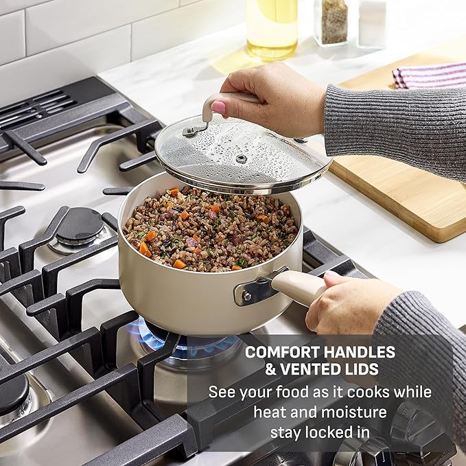 T-Fal Signature Nonstick 12 Inch Frying Pan Skillet, Oven Safe Up to 350°F, Dishwasher Safe, Pots and Pans Set, Non Stick Chef- Pan, Cream - Image 5
