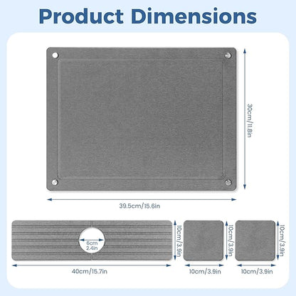 Zinovo 5pcs Stone Dish Drying Mats for Kitchen Counter,Quick Dry Water-Absorbent Diatomaceous Stone,Heat Resistant,Non-slip Bracket, Faucet Mat For Bathroom /Sink/Washbasin,For Cups /Bottles,Gray