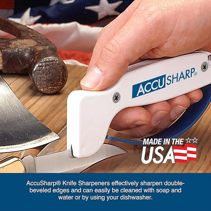 AccuSharp Knife Sharpener, Ergonomic Comfortable Handle, Compact & Easy to Use, Restore and Hone Straight & Serrated Knives, White - Image 6