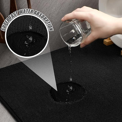 Hushee 2 Pack Extra Large Dish Drying Mat Microfiber Absorbent Dish Drying Pad Large Size Dishes Drainer Mats for Countertop, Sink, Refrigerator or Dryer (30 x 24 Inch,Black) - Image 3