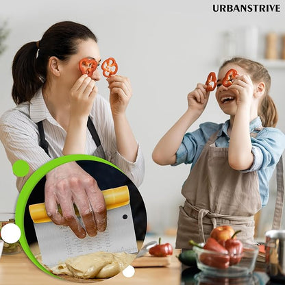 Urbanstrive Bench Scraper for Baking, Stainless Steel Dough Cutter and Scraper Tool Kitchen, Kitchen Scraper Food Scraper Tool Pizza Cutter Food Chopper, Multi-Purpose Kitchen Gadgets, Yellow - Image 7