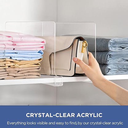 HBlife 1 Pack Clear Shelf Dividers, Vertical Purse Organizer for Closet Perfect for Sweater, Shirts, Handbags in Bedroom and Kitchen, Adjustable Acrylic Bookshelf for Organization - Image 3