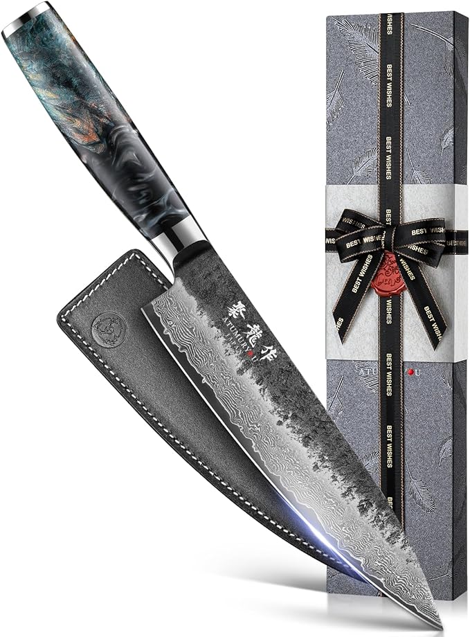 Japanese Chef Knife 8'', Hand Forged 67-Layer Damascus VG10 Core Kitchen Knife for Home & Professional Chefs, Razor Sharp Chef's Knives with Leather Sheath and Premium Gift Box, Ideal Cooking Gift