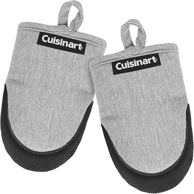 Cuisinart Mini Oven Mitts – 5.5” x 7” Heat-Resistant Kitchen Mitts for Oven with Non-Slip Neoprene Palm, Cotton Filling, and Fabric Loop – Durable Oven Mitt Set for Cooking & Baking (Chambray) by Unknown