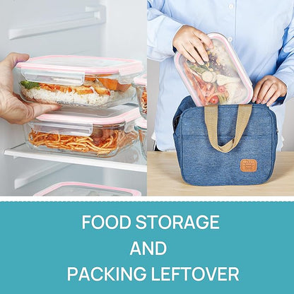 Vtopmart 5Pack 22oz Glass Storage Containers with Lids, Glass Meal Prep Food Container Sets with Snap Airtight Lids for Microwave, Oven, Freezer and Dishwasher, Pink - Image 5