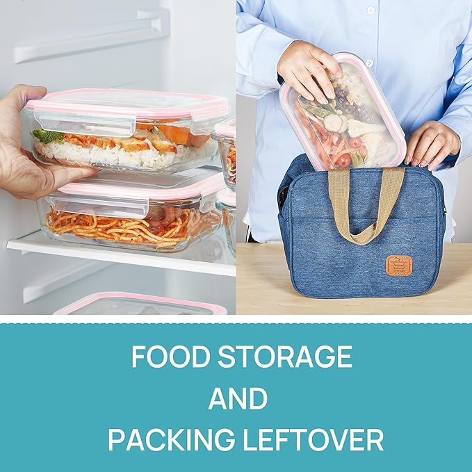 Vtopmart 5 Pack 35oz Glass Food Storage Containers with Lids, Meal Prep Containers, Airtight Reusable Lunch Container Set, Safe for Oven, Microwave, Freezer, and Dishwasher, Pink - Image 5
