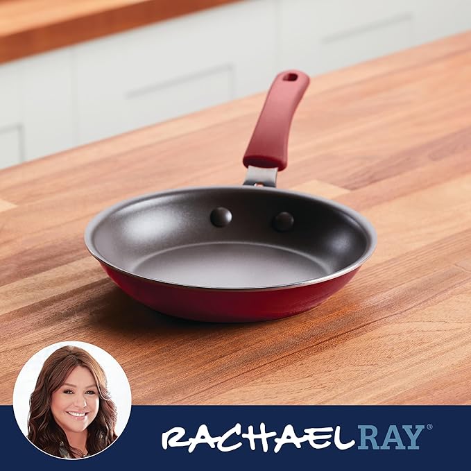 Rachael Ray Cook + Create Nonstick Frying Pan/Skillet, 8.5 Inch, Red - Image 6