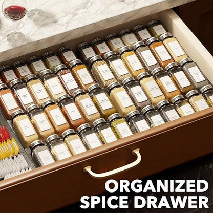 SpaceAid Bamboo Black Spice Drawer Organizer, (Need 3" Deep Drawer) Expandable 4 Tier Spices Rack for Cabinet, Kitchen Seasoning Storage Insert (Jars Not Included, From 12" to 23" Wide) - Image 7