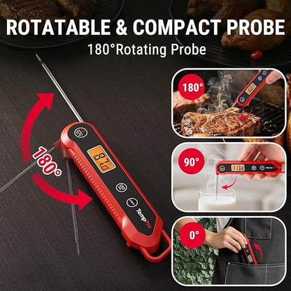 TempPro 1 Second Instant Read Digital Meat Thermometer, ±0.9°F Accuracy, Waterproof & Backlight Food Thermometer for Cooking, Oil Fry Candy Meat Probe for Kitchen, BBQ, Oven, Grill, Smoker - Image 8