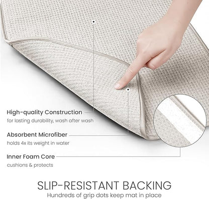 Bellemain XL Dish Mat Microfiber Dish Drying Mat, Super absorbent (Light Grey, 17" x 24") - Image 4