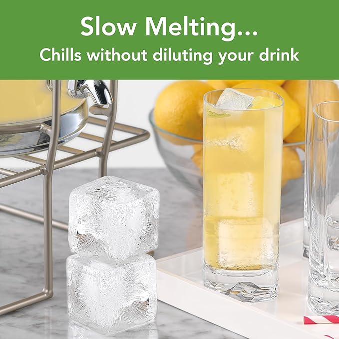 Tovolo Large Square Ice Cube Mold Colossal 2 Inch Cubes Pack of 2, Huge Ice Cube Mold Block for Whiskey Cocktails Bourbon, Silicone BPA Free Dishwasher Safe Giant XL Ice Cube Molds - Image 2