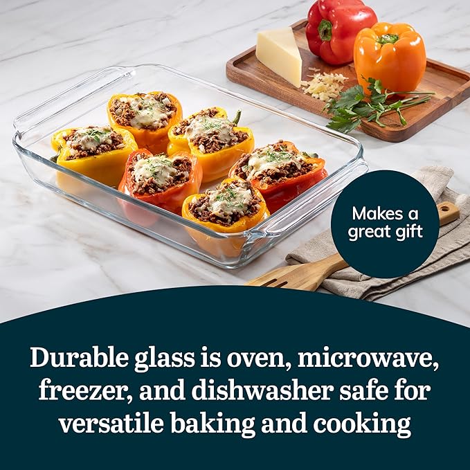 Libbey Baker’s Premium 5 Piece Glass Baking Dish Set, Stackable Casserole Dish with Lid Set, Baking Glassware for Casseroles, Lasagna, Brownies - Image 5