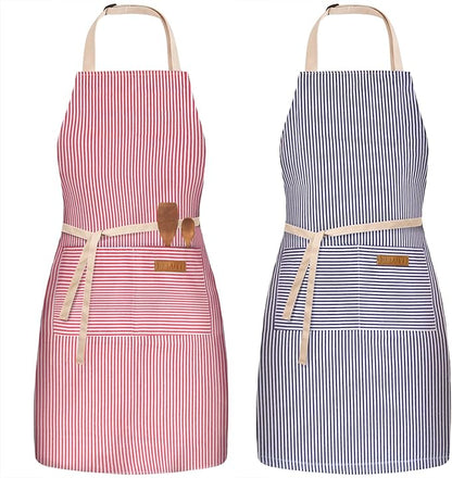 BeLuyi 2 Pack Adjustable Bib Apron with 2 Pockets Chef Cooking Kitchen Restaurant Aprons for Women Men by BELUYI