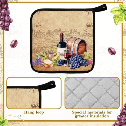 Bencailor 12 Pcs Pot Holders with Pocket Kitchen Hot Potholders Hot Pad Oven Mitts Cookie Bag Oven Gloves for Kitchen Gift Baking Cooking(Red and Purple,Wine)