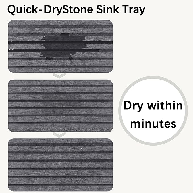 NiuYichee 2 PCS Water Absorbent diatomite Coasters, 7.1" x 3.5" Water Absorbing Stone Tray for Sink, Stone Drying mat for Kitchen Counter, Stone soap Tray Used for Hand Soaps & toiletries & Plants - Image 4