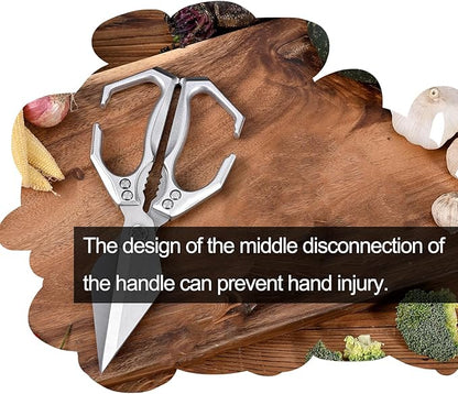 Kitchen Shears,Poultry Scissors,Stainless Steel Heavy Duty Scissors,Universal Metal Handles for Both Left and Right Hands,Dishwasher Safe Shears Sharp for Meat/Food/Home/Courtyards(Silver)