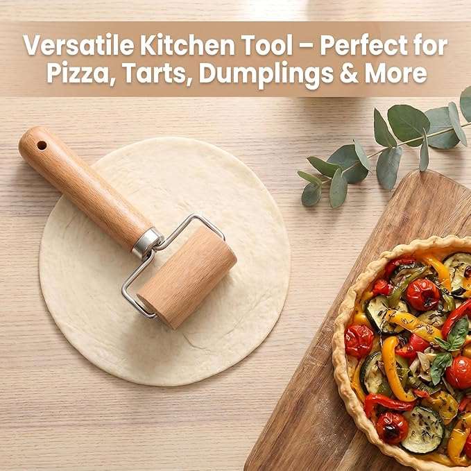 1 Pcs Wooden Dough Roller, Wooden Rolling Pin, Non-Stick Baker Pastry Roller, Pizza Rollers, Small Rolling Pin, Dough Baker Rollers Set for Home Kitchen Baking Cooking (6 Inch)
