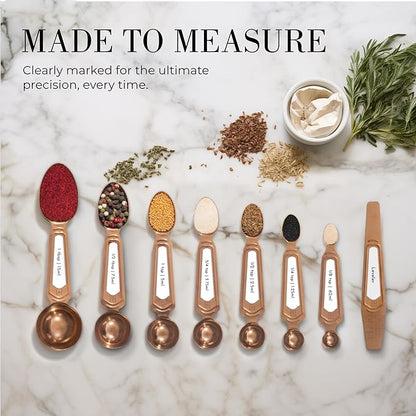 Copper Measuring Spoons Set with Leveler – 8-Piece Double-Sided Nesting Magnetic Measuring Spoons, Stackable & Spice Jar Friendly – Stylish Copper Kitchen Accessories and Decor for Baking and Cooking - Image 3