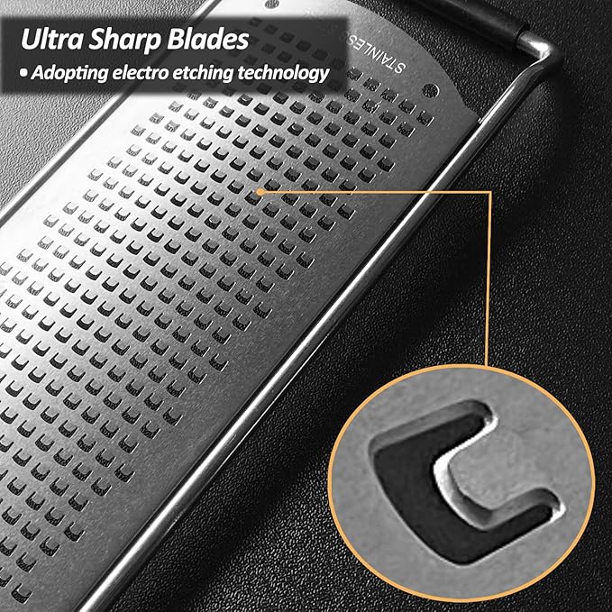 Professional Zester Grater Fine for Hard Cheese, Citrus Fruits, Garlic, Chili, Cinnamon and Nutmeg, Kitchen grater with Razor-Sharp Stainless Steel Blade (Fine) - Image 4