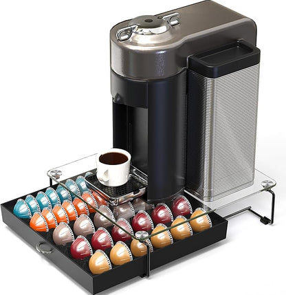 Deco Brothers Crystal Tempered Glass Vertuo Pod Holder Drawer, 30 Large or 60 Small Nespresso Capsule Organizer, Black - Image 4