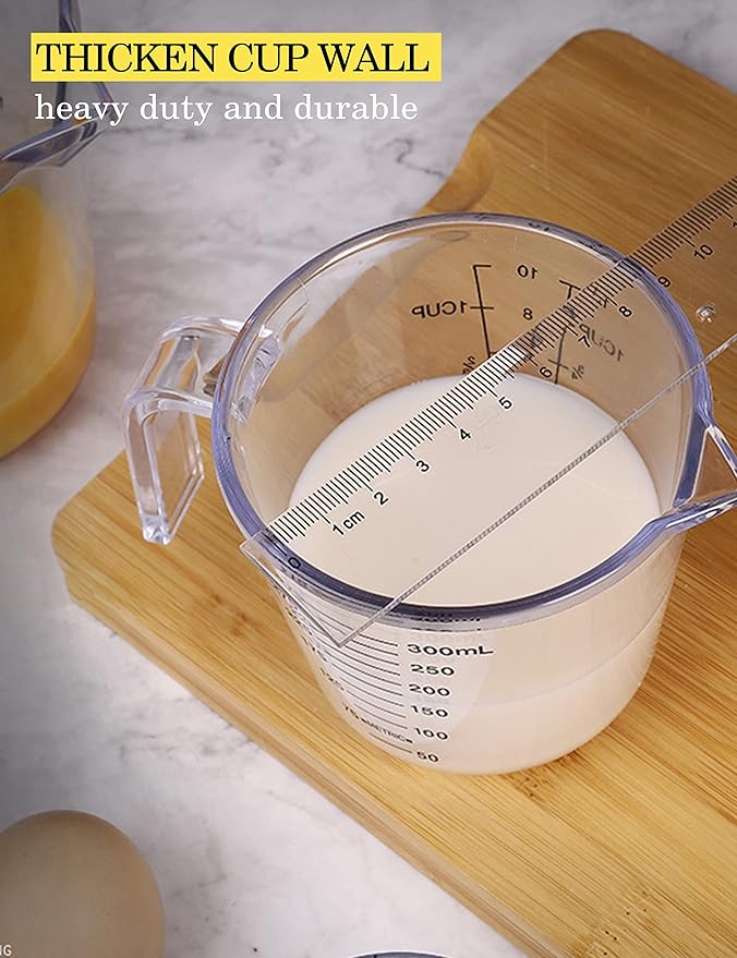 Measuring Cups Set, Liquid Measuring Cups For 3 For Kitchen - BPA Free Plastic Set with Spout Multiple Measurement Scales (Clear) - Image 6