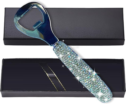 Handcrafted Silver Crystal Bling Beer Opener – Sparkle Diamond Bottle Openers for Home Bar, Bartenders, Party, Wedding Gift, Glitter Accessory for Women & Men