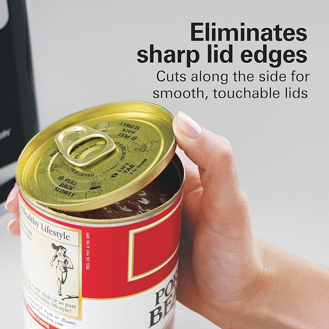 Hamilton Beach Smooth Touch Electric Automatic Can Opener with Easy Push Down Lever, Eliminates Sharp Edges, Opens All Standard-Size and Pop-Top Cans, Extra Tall, Black and Chrome (76606AG) - Image 2