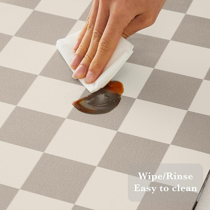 Ohocut Checkered Dish Drying Mat for Kitchen Counter, Coffee Bar Station Accessories, Retro Cute Aesthetic Modern Absorbent Drainer Mat Kitchen Drying Mat Easy Clean, Khaki 12" x 19" - Image 6