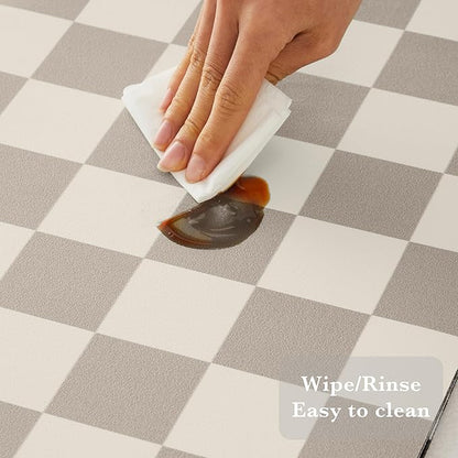 Ohocut Checkered Dish Drying Mat for Kitchen Counter, Coffee Bar Station Accessories, Retro Cute Aesthetic Modern Absorbent Drainer Mat Kitchen Drying Mat Easy Clean, Khaki 12" x 19" - Image 6