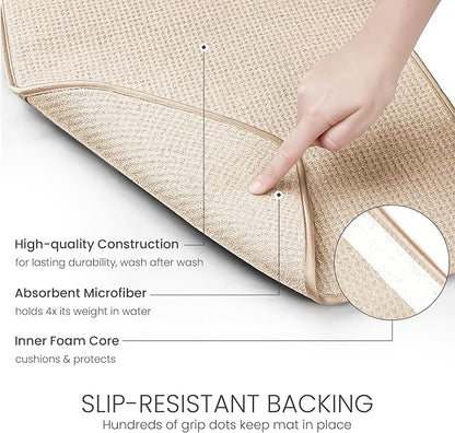 Bellemain XL Dish Mat 24" x 17" ( LARGEST MAT ) Microfiber Dish Drying Mat , Super absorbent ( Ivory ) - Image 4