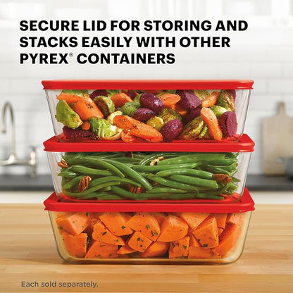Pyrex Simply Store Glass Food Storage Container, Snug Fit Non-Toxic Plastic BPA-Free Lids, Freezer Dishwasher Microwave Safe, 11 Cup - Image 5