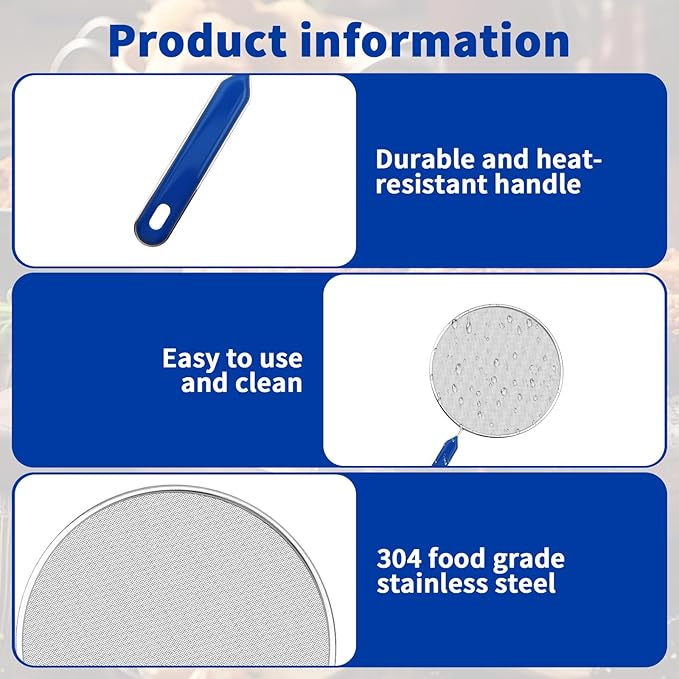 Splatter Screen for Frying Pan - 8.3’’ Stainless Steel Grease Splatter Guard with Grip Handle- Ultra Fine Mesh Cover Oil Splash when Sizzling Bacon, Cooking Fried Chicken or Popcorn - Image 3