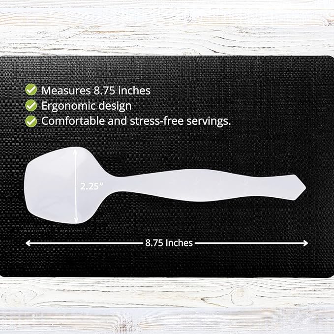 PARTY BARGAINS Disposable White Plastic Serving Spoons 8.75″ – Heavy-Duty White Plastic Spoons for Parties, Catering, Weddings, Events – 12 Count