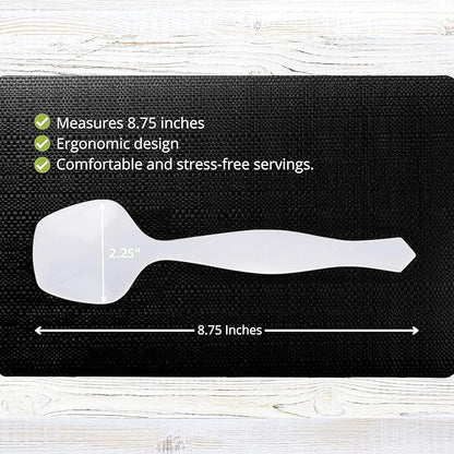 PARTY BARGAINS Disposable White Plastic Serving Spoons 8.75″ – Heavy-Duty White Plastic Spoons for Parties, Catering, Weddings, Events – 12 Count