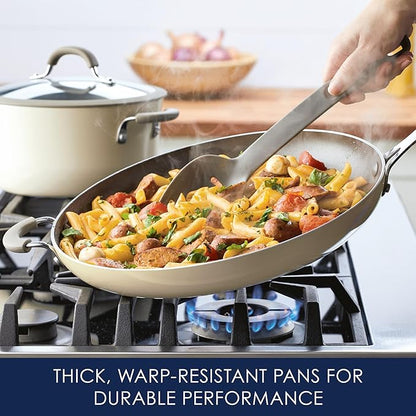 Rachael Ray Cook + Create Nonstick Frying Pan/Skillet with Helper Handle, 14 Inch - Almond - Image 4