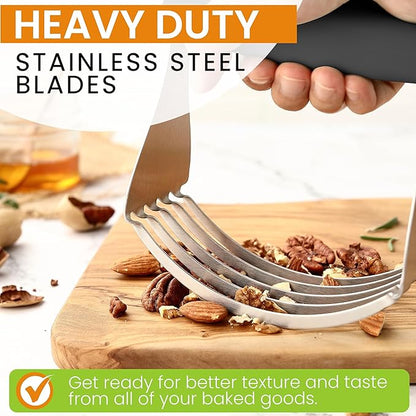 Spring Chef Dough Blender For Baking, Heavy Duty Dough Cutter Tool, Stainless Steel Pastry Cutter Tool with Sharp & Sturdy Blades, Pastry Blender for Easy Mixing, Dishwasher Safe - XL Size - Black - Image 3