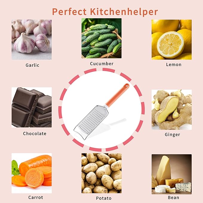 Cheese Grater with Handle, Vituer Stainless Steel Graters for Kitchen, Cheese Grater Lemon Zester Handheld, Great for Cheese, Ginger, Chocolate, Spices and More, Dishwasher Safe - Image 4