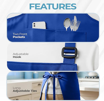 Utopia Kitchen 4 Pack Bib Apron Adjustable with 2 Pockets, Water and Oil Resistant, Cooking Kitchen Chef Apron for Women Men - Image 4
