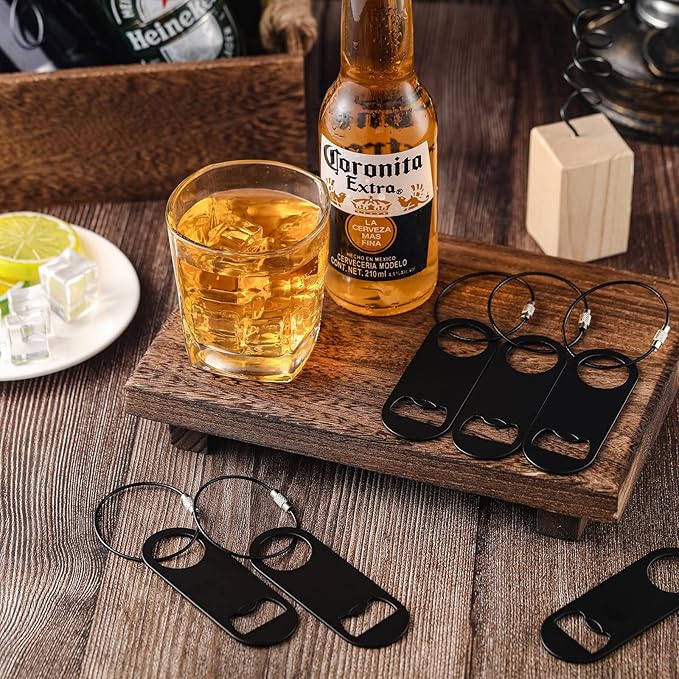 60 Pieces Stainless Steel Flat Bottle Opener Keychain Bulk 3.5 x 1.3 Inches Beer Bottle Opener Flat Cap with Keyring for Men Women Bartender Kitchen Bar Restaurant, Black - Image 4