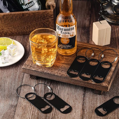 60 Pieces Stainless Steel Flat Bottle Opener Keychain Bulk 3.5 x 1.3 Inches Beer Bottle Opener Flat Cap with Keyring for Men Women Bartender Kitchen Bar Restaurant, Black - Image 4