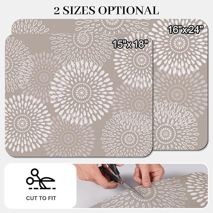LuxStep Dish Drying Mat Super Absorbent Kitchen Counter Mat Rubber Backing Draining Mat Easy to Clean Kitchen Accessories Dish Rack Pad for Dishes, Utensils, Countertops, Sinks 15" x 18" Khaki - Image 2
