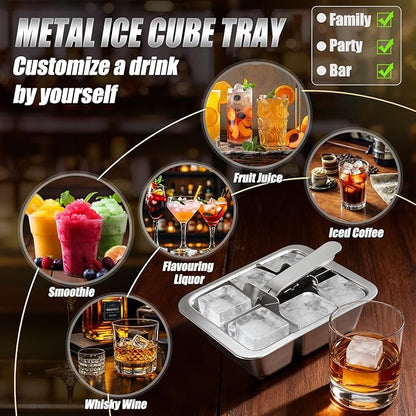 Ice Cube Trays, 2 Pack Large 6-cube Stainless Steel Ice Cube Trays with Easy Release Levers – Portable Reusable Metal Ice Maker for Family Bar - Send Goods From Local Warehouse - Image 6