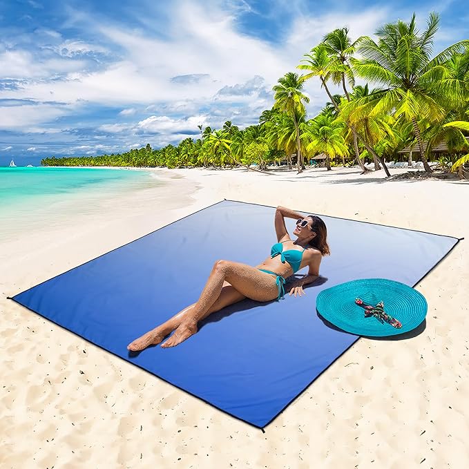 WIWIGO Beach Blanket Waterproof Sandproof Beach Mat 79" X 83"/10'x9'for 2-8 Adults Quick Drying Outdoor Picnic Mat Beach Accessories for Travel, Camping, Hiking - Image 5