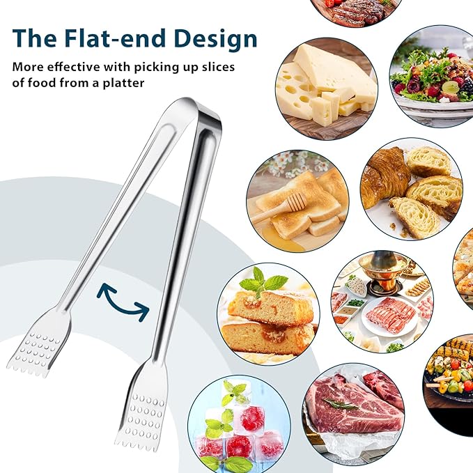 8 Pack 7-Inch Stainless Steel Serving Tongs, Mini Buffet Tongs for Appetizers, Desserts, Salad Bar, Ice, Sugar and Candy - Image 3