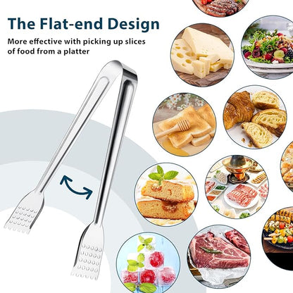 8 Pack 7-Inch Stainless Steel Serving Tongs, Mini Buffet Tongs for Appetizers, Desserts, Salad Bar, Ice, Sugar and Candy - Image 3