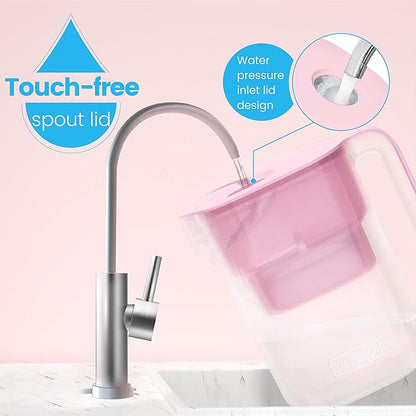 Waterdrop PT-05P Water Filter Pitcher with 4 Filters, 7-Cup Capacity, NSF Certified, 5X Longer Filter Life, Up to 800 Gallons, Fridge-Friendly Design, Reduces PFOA/PFOS and Chlorine, Pink - Image 7