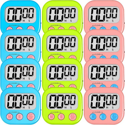 ZILLEEN 12 Pack Kitchen Timers for Cooking Digital Classroom Timers for Kids Teachers Blue Green Pink by ZILLEEN