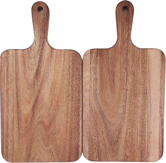 ZeQi 2PCS Small Acacia Wood Cutting Board with Handle 13.7''X7'', Chopping Board, Charcuterie Board, Serving Board for Cheese, Bread, Meat, Vegetables & Fruits (2 Pack Rectangular) - Image 10