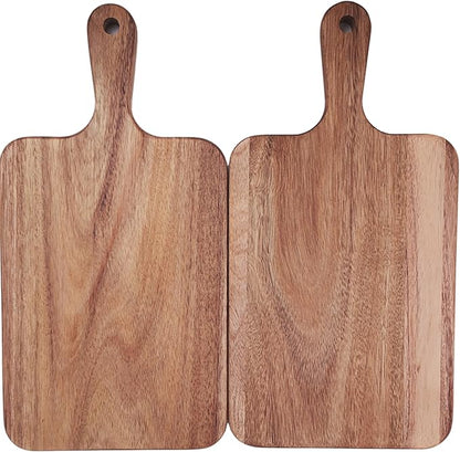ZeQi 2PCS Small Acacia Wood Cutting Board with Handle 13.7''X7'', Chopping Board, Charcuterie Board, Serving Board for Cheese, Bread, Meat, Vegetables & Fruits (2 Pack Rectangular) - Image 10